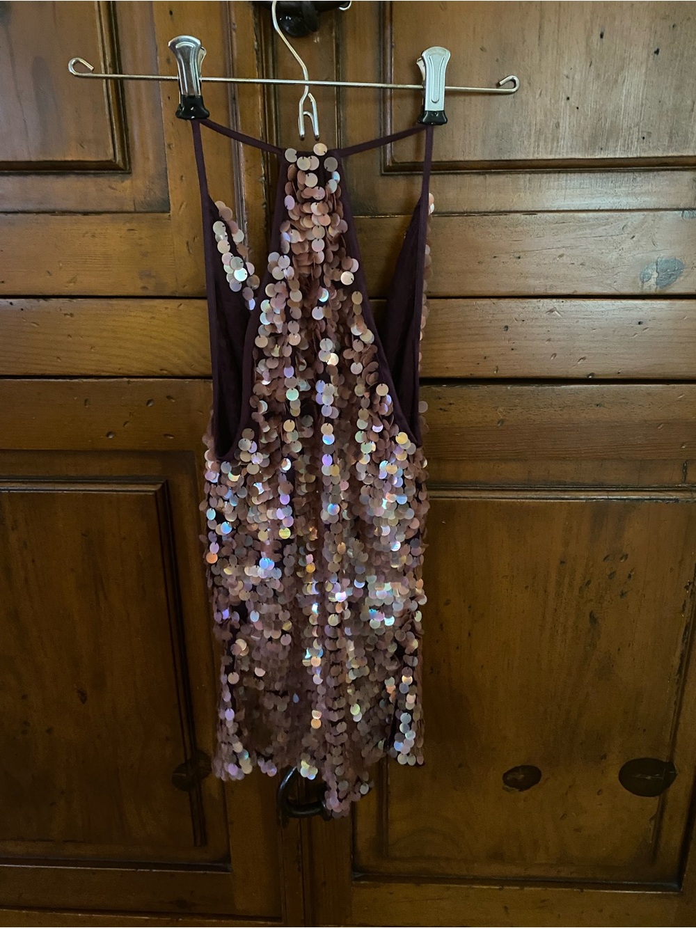 Vintage SAJA Sequined Drape Neck Racerback Tank-100% Silk-Size XS - Picture 2 of 5